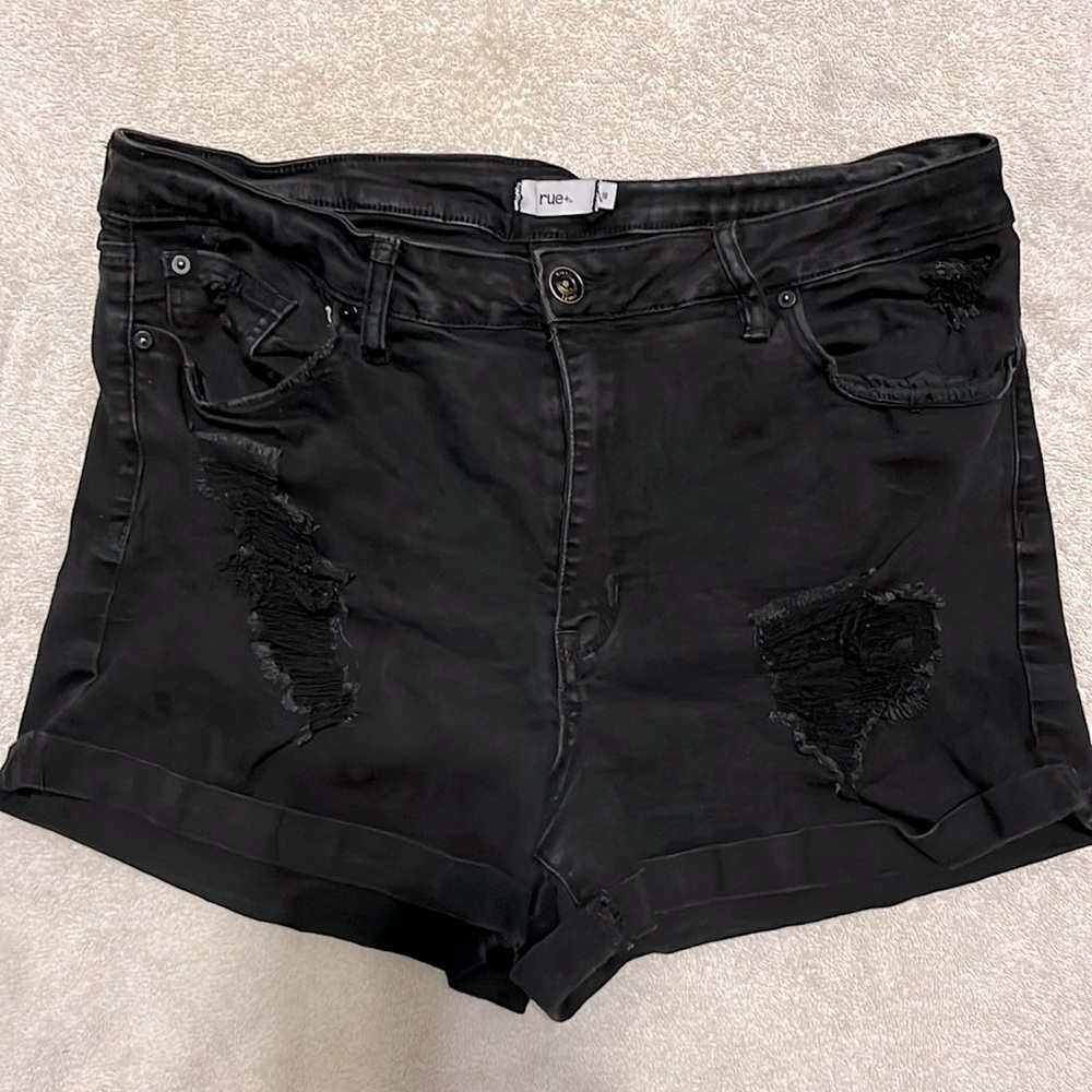 RUE 21: Black denim stretchy shorts.